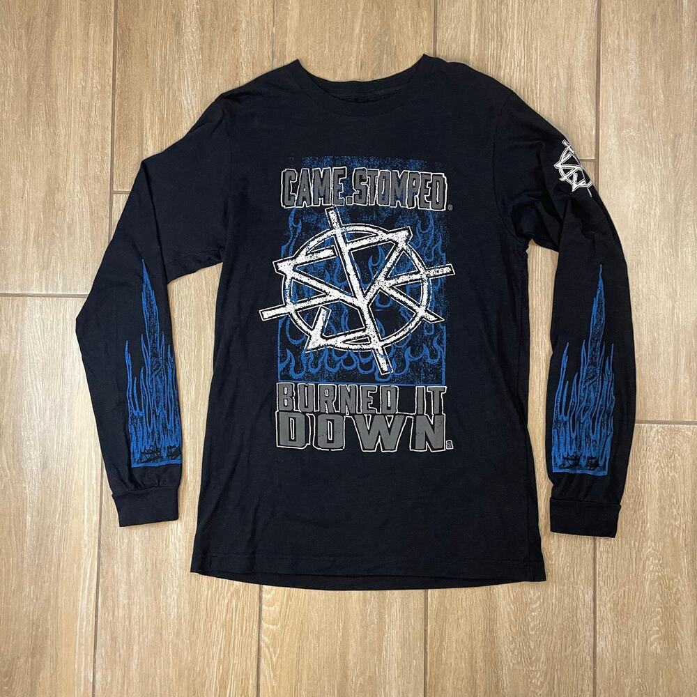 WWE Seth Rollins Burn It Down Shirt Mens M Black Long Sleeve Wrestling Tee